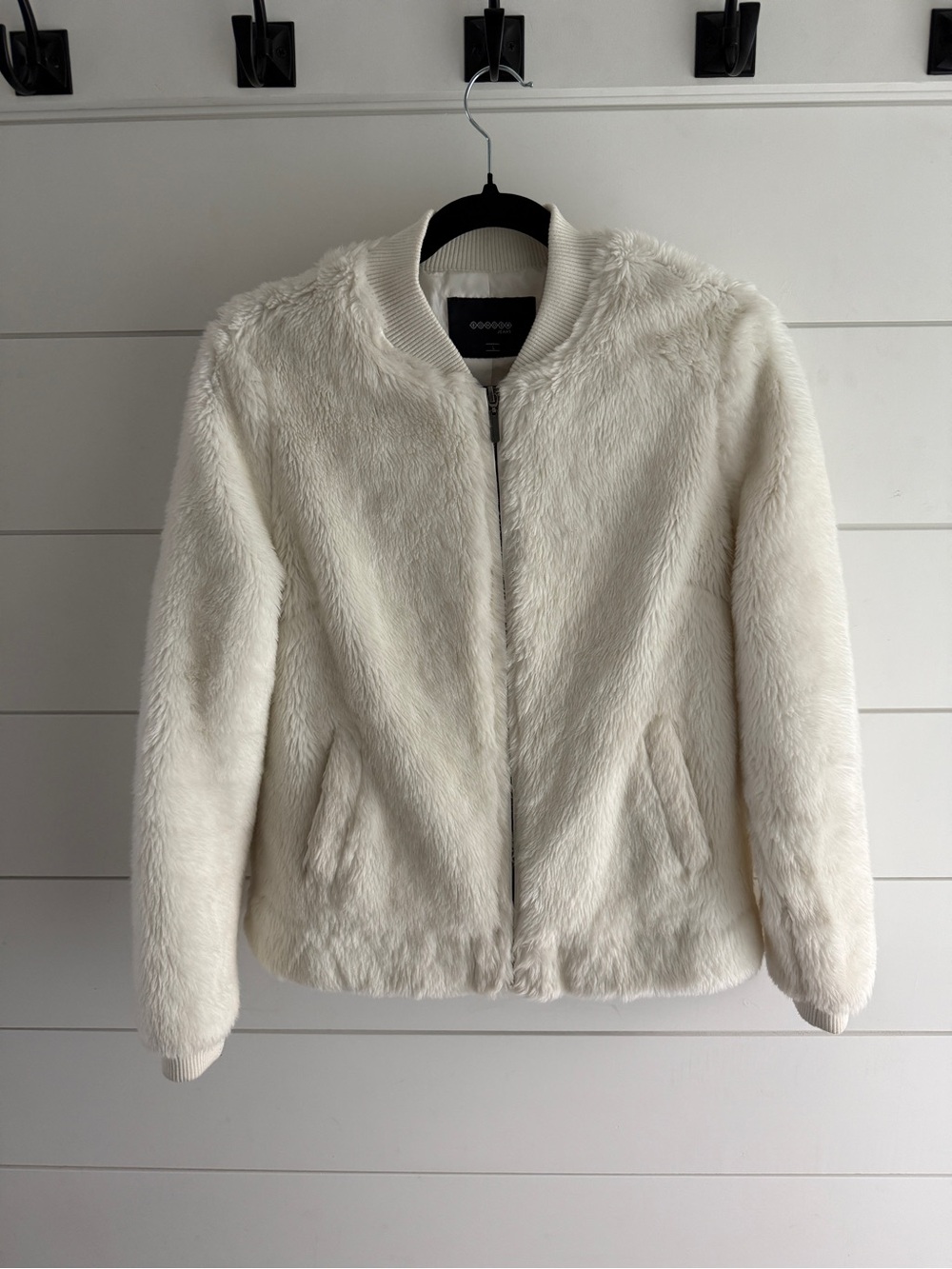 Bonobo Cream Faux Fur Bomber Jacket, *Size Medium